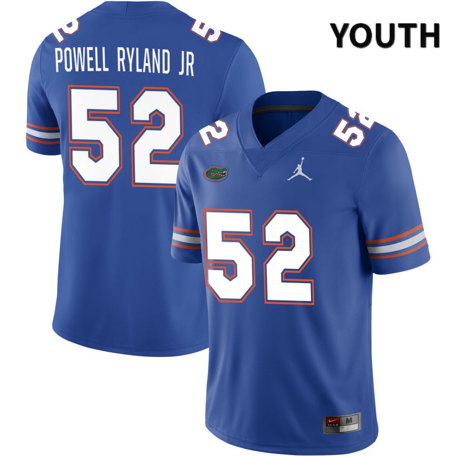 NCAA Florida Gators Antwaun Powell Ryland Jr Youth #52 Jordan Brand Royal 2022 NIL Stitched Authentic College Football Jersey LSU3764OH